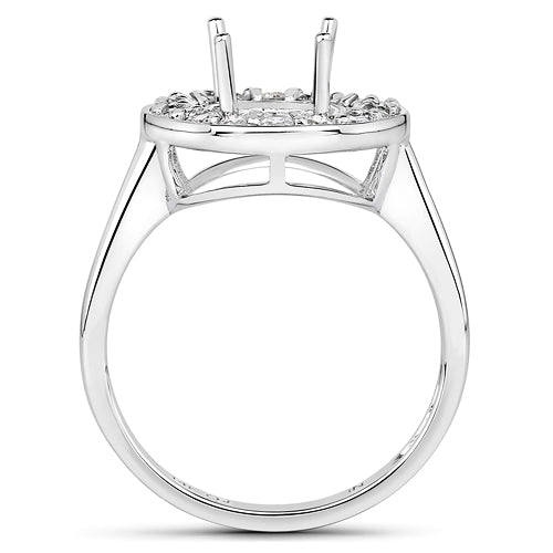 0.48 Carat Genuine White Diamond 14K White Gold Semi Mount Ring - holds 8.00mm Round Gemstone by Bids.com