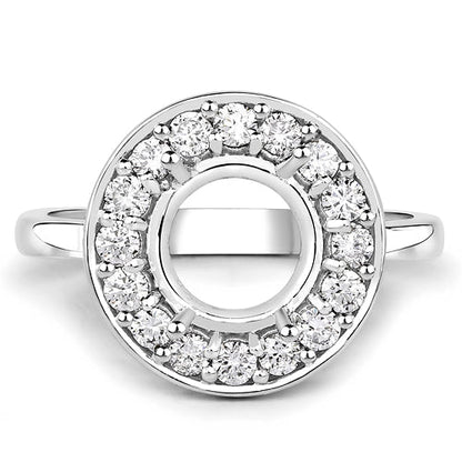 0.48 Carat Genuine White Diamond 14K White Gold Semi Mount Ring - holds 8.00mm Round Gemstone by Bids.com