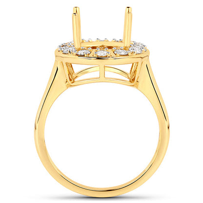 0.42 Carat Genuine White Diamond 14K Yellow Gold Semi Mount Ring - holds 11x9mm Oval Gemstone by Bids.com