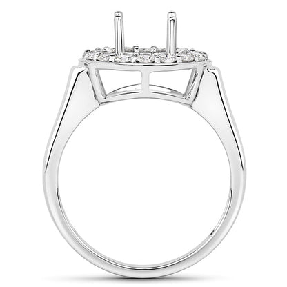 0.48 Carat Genuine White Diamond 14K White Gold Semi Mount Ring - holds 8.00mm Round Gemstone by Bids.com
