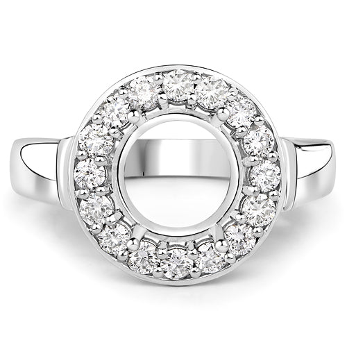 0.48 Carat Genuine White Diamond 14K White Gold Semi Mount Ring - holds 8.00mm Round Gemstone by Bids.com