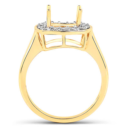 0.48 Carat Genuine White Diamond 14K Yellow Gold Semi Mount Ring - holds 8x8mm Cushion Gemstone by Bids.com