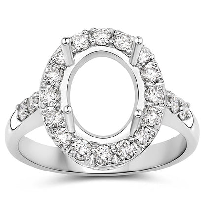 0.60 Carat Genuine White Diamond 14K White Gold Semi Mount Ring - holds 10x8mm Oval Gemstone by Bids.com