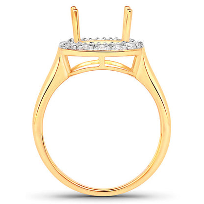 0.51 Carat Genuine White Diamond 14K Yellow Gold Semi Mount Ring - holds 10x8mm Cushion Gemstone by Bids.com