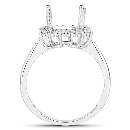 0.58 Carat Genuine White Diamond 14K White Gold Semi Mount Ring - holds 9.00mm Round Gemstone by Bids.com
