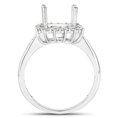 0.58 Carat Genuine White Diamond 14K White Gold Semi Mount Ring - holds 9.00mm Round Gemstone by Bids.com
