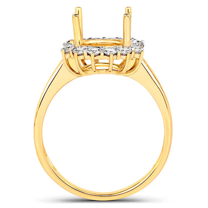 0.58 Carat Genuine White Diamond 14K Yellow Gold Semi Mount Ring - holds 9.00mm Round Gemstone by Bids.com