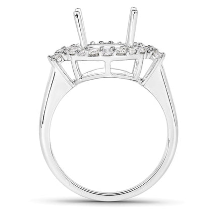 0.83 Carat Genuine White Diamond 14K White Gold Semi Mount Ring - holds 11x9mm Oval Gemstone by Bids.com