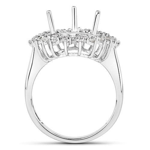 0.89 Carat Genuine White Diamond 14K White Gold Semi Mount Ring - holds 11x9mm Pear Gemstone by Bids.com