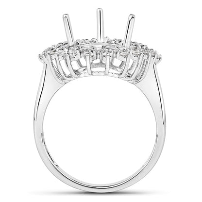 0.89 Carat Genuine White Diamond 14K White Gold Semi Mount Ring - holds 11x9mm Pear Gemstone by Bids.com