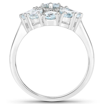 1.89 Carat Genuine Aquamarine and White Topaz .925 Sterling Silver Ring by Bids.com