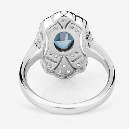 1.32 Carat Genuine London Blue Topaz and White Topaz .925 Sterling Silver Ring  DestGlow
