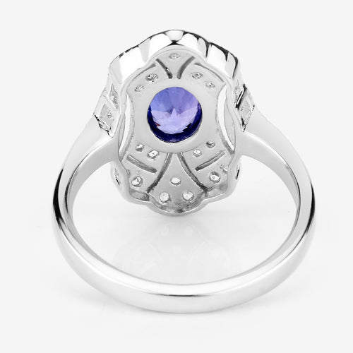 1.17 Carat Genuine Tanzanite and White Topaz .925 Sterling Silver Ring by Bids.com