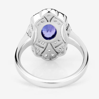 1.17 Carat Genuine Tanzanite and White Topaz .925 Sterling Silver Ring by Bids.com