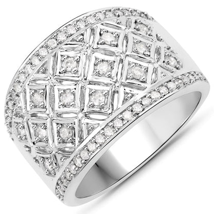 0.52 Carat Genuine White Diamond .925 Sterling Silver Ring by Bids.com