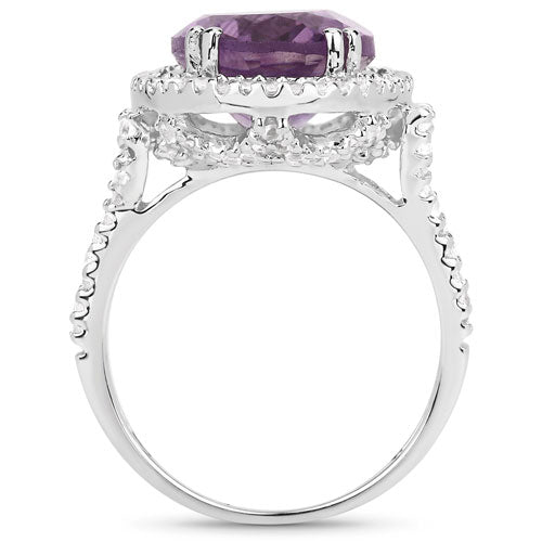 5.55 Carat Genuine Amethyst &amp; White Topaz .925 Sterling Silver Ring by Bids.com