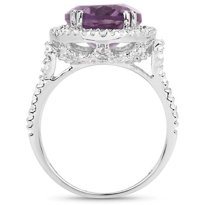5.55 Carat Genuine Amethyst &amp; White Topaz .925 Sterling Silver Ring by Bids.com