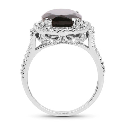 5.80 Carat Genuine Smoky Quartz &amp; White Topaz .925 Sterling Silver Ring by Bids.com