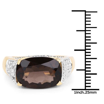6.65 Carat Genuine Smoky Quartz and White Topaz .925 Sterling Silver Ring by Bids.com