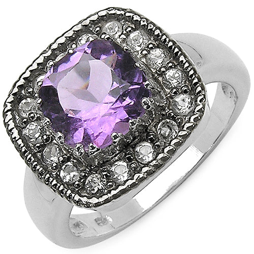 2.53 Carat Genuine Amethyst &amp; Tanzanite .925 Sterling Silver Ring by Bids.com