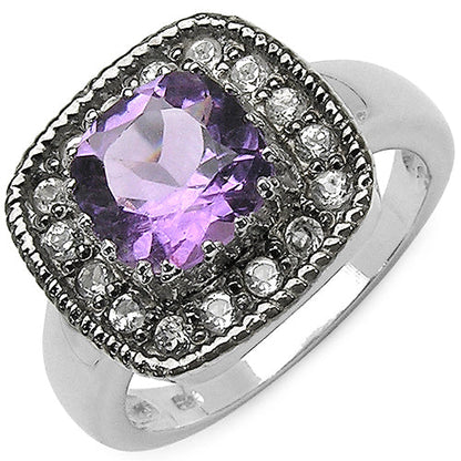 2.53 Carat Genuine Amethyst &amp; Tanzanite .925 Sterling Silver Ring by Bids.com