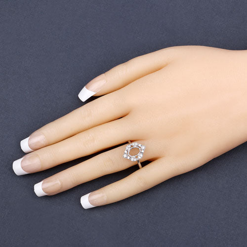 0.20 Carat Genuine White Diamond 14K White Gold Semi Mount Ring - holds 8x6mm Oval Gemstone by Bids.com