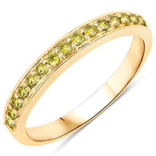 0.32 Carat Genuine Yellow Diamond 14K Yellow Gold Ring (I1-I2)  DestGlow