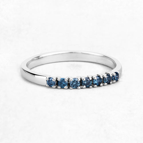 0.22 Carat Genuine Blue Diamond 14K White Gold Ring (I1-I2)  DestGlow