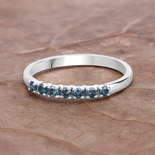 0.22 Carat Genuine Blue Diamond 14K White Gold Ring (I1-I2)  DestGlow