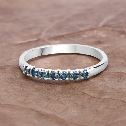 0.22 Carat Genuine Blue Diamond 14K White Gold Ring (I1-I2)  DestGlow