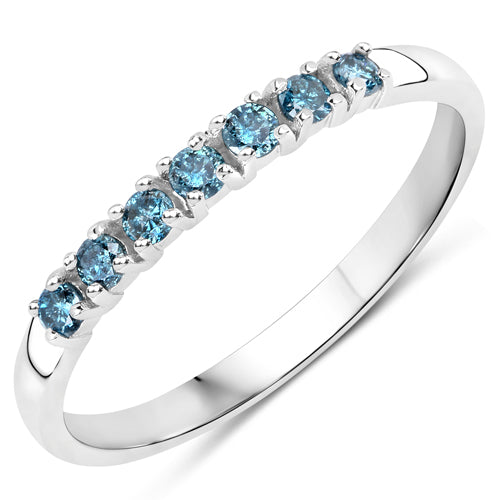 0.22 Carat Genuine Blue Diamond 14K White Gold Ring (I1-I2)  DestGlow