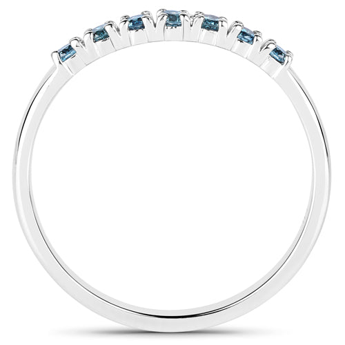0.22 Carat Genuine Blue Diamond 14K White Gold Ring (I1-I2)  DestGlow