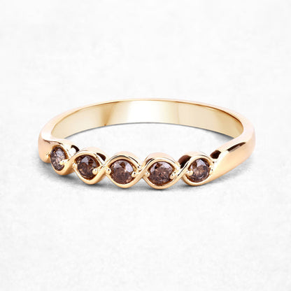 0.19 Carat Genuine Champagne Diamond 14K Yellow Gold Ring (I1-I2)  DestGlow