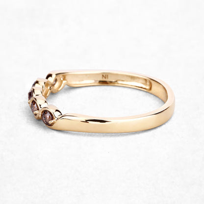 0.19 Carat Genuine Champagne Diamond 14K Yellow Gold Ring (I1-I2)  DestGlow