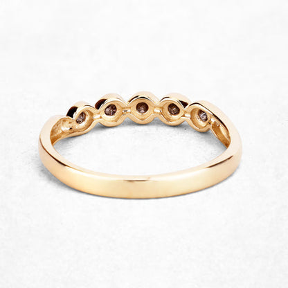 0.19 Carat Genuine Champagne Diamond 14K Yellow Gold Ring (I1-I2)  DestGlow