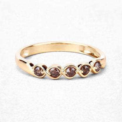 0.19 Carat Genuine Champagne Diamond 14K Yellow Gold Ring (I1-I2)  DestGlow