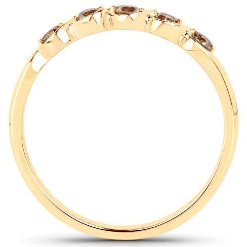 0.19 Carat Genuine Champagne Diamond 14K Yellow Gold Ring (I1-I2)  DestGlow