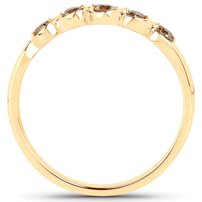0.19 Carat Genuine Champagne Diamond 14K Yellow Gold Ring (I1-I2)  DestGlow