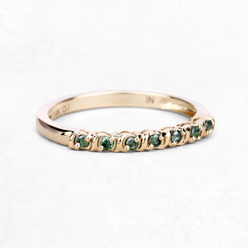 0.16 Carat Genuine Green Diamond 14K Yellow Gold Ring (I1-I2)  DestGlow