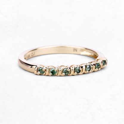 0.16 Carat Genuine Green Diamond 14K Yellow Gold Ring (I1-I2)  DestGlow