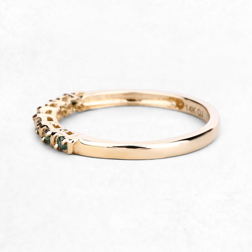 0.16 Carat Genuine Green Diamond 14K Yellow Gold Ring (I1-I2)  DestGlow