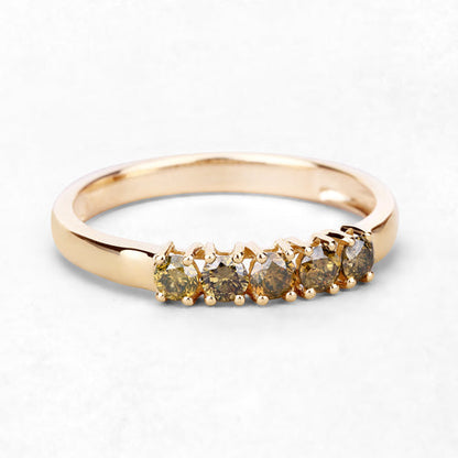 0.46 Carat Genuine Yellow Diamond 14K Yellow Gold Ring (I1-I2)  DestGlow