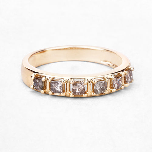 0.49 Carat Genuine Champagne Diamond 14K Yellow Gold Ring (I1-I2)  DestGlow
