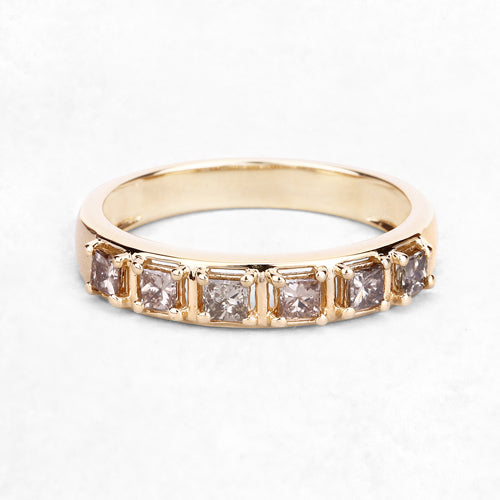 0.49 Carat Genuine Champagne Diamond 14K Yellow Gold Ring (I1-I2)  DestGlow