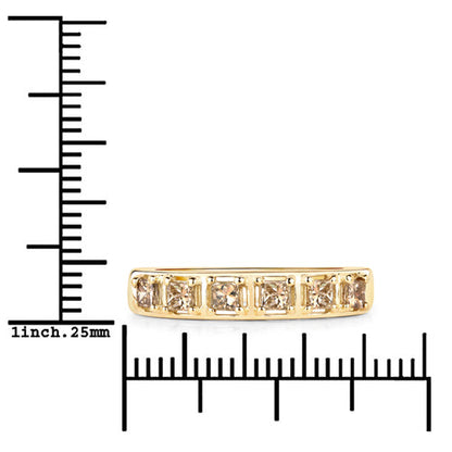 0.49 Carat Genuine Champagne Diamond 14K Yellow Gold Ring (I1-I2)  DestGlow