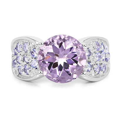 4.07 Carat Genuine Amethyst &amp; Tanzanite .925 Sterling Silver Ring by Bids.com