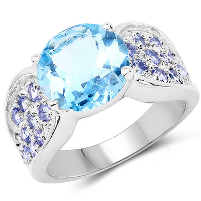 4.77 Carat Genuine Blue Topaz and Tanzanite .925 Sterling Silver Ring by Bids.com