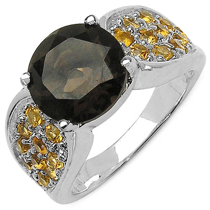 3.78 Carat Genuine Smoky Quartz &amp; Citrine .925 Sterling Silver Ring by Bids.com