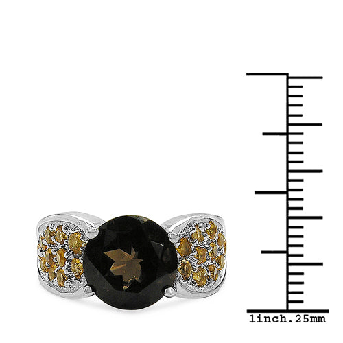 3.78 Carat Genuine Smoky Quartz &amp; Citrine .925 Sterling Silver Ring by Bids.com