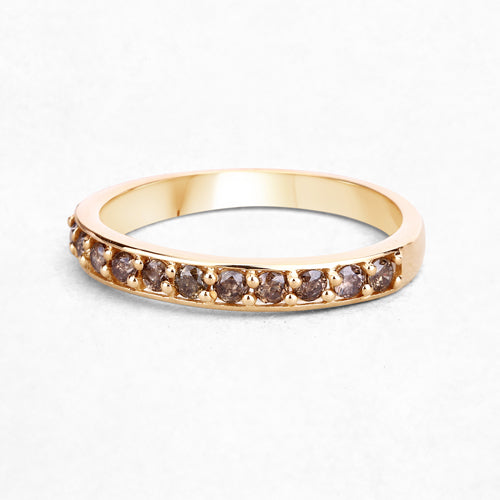 0.45 Carat Genuine Champagne Diamond 14K Yellow Gold Ring (I1-I2)  DestGlow